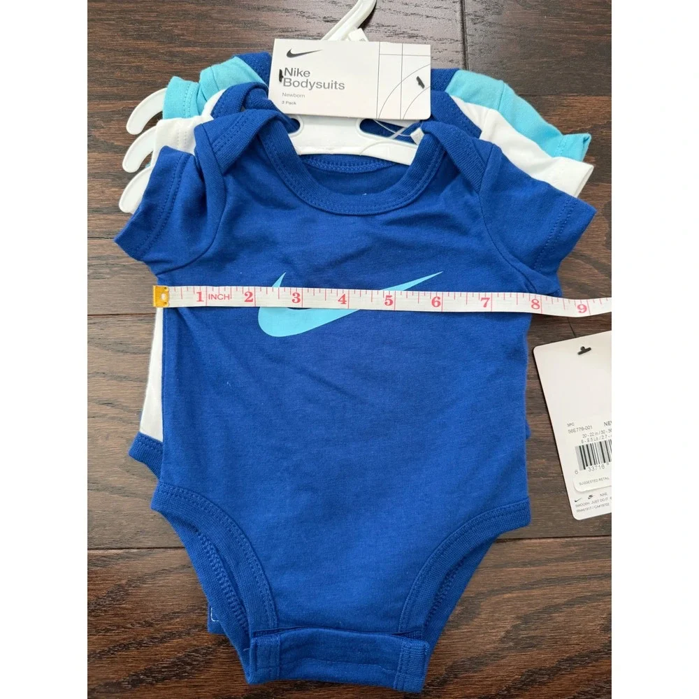 Nike Newborn Baby Bodysuits 3 Pack Blue White Just Do It 56E779-001 NWT